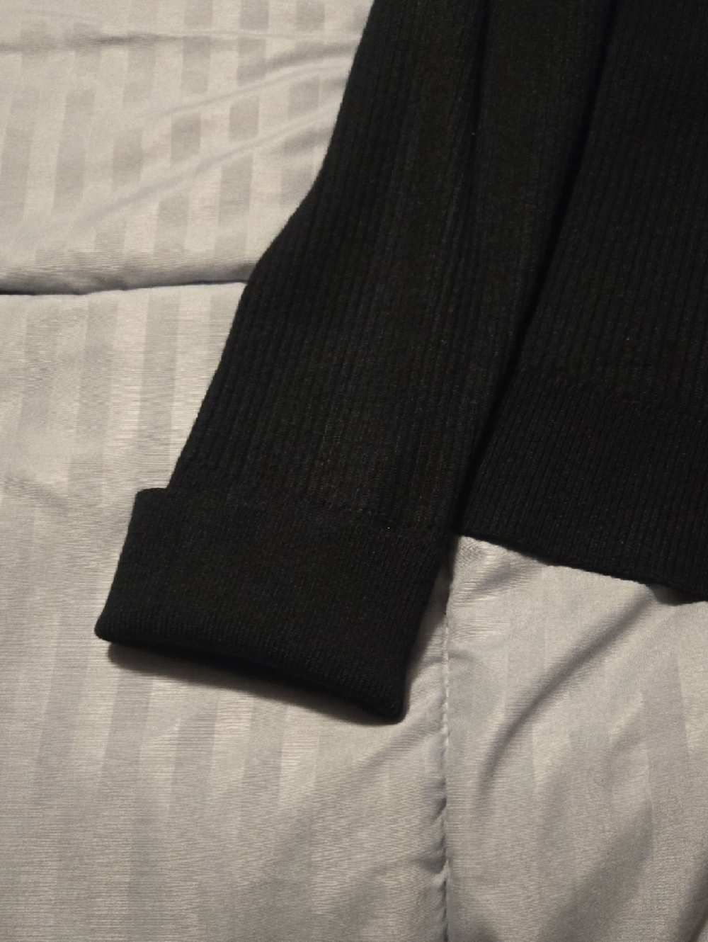 Marled Black Ribbed Button-Front Cardigan - Picture 5 of 5